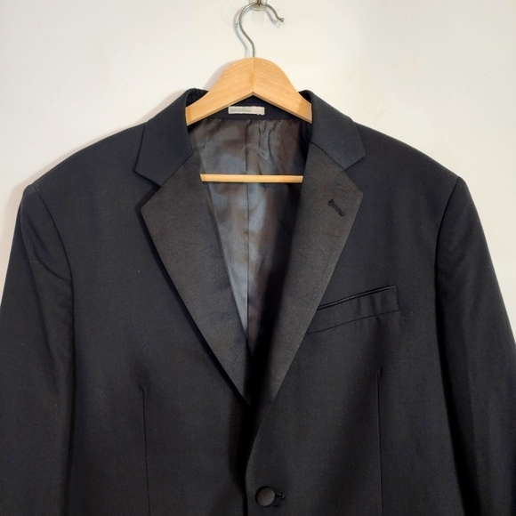 NWT Nordstrom's Rack Trim Fit Stretch Tuxedo Jacket Suit Blazer Black Size 42S - Picture 3 of 10